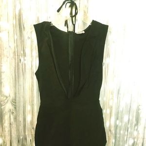 TOBI Sexy mini black dress with neck string tie